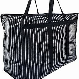 EVK Multipurpose Extra Large Bag With Handles And Zipper Moisture Proof Canvas Polyster Underbed Storage Bag For Clothes (55X 60X 30Cm) - Black, Rectangular (Pack Of 1)-24