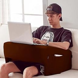 Homerz Premium Soft Lap Desk Pillow for Adult, Extra Large Reading Pillow with Pocket, Arm Rest Pillow, Memory Foam Bed Rest Pillow can Reading, Working in Bed Floor Sofa (Brown)-12