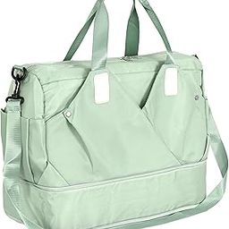 Nylon 44 Cm Imported Travel Duffle Bag for Women, Wet Separated Gym Tote Style Bag Expandable Travel Overnight Luggage Bag for Men Women Waterproof Sport Bag (Green,44 x 20 x 33 Cm)-picture-38