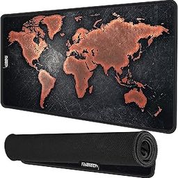 RiaTech Vintage World Map Print Large Mouse Pad Extended Gaming with Stitched Embroidery Edges Mousepad, Non-Slip Rubber Base Desk Mat for Laptop/Computer(Black,600x300x2mm)-11