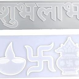 Urban Box Silicone Resin Mold Diwali Swastik Kalash Deepak Resin Art Silicone Casting Mould Epoxy Mold Silicon Moulds DIY (Pack of 1) (Shubh-Labh) (Combo-Swastik-Shubh Labh)-image-26