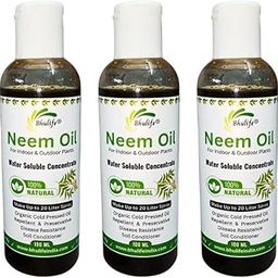 Bhulife Organic Cold Pressed Concentrated Neem Oil for Plants To Make Neem Spray 100MLx3-image-40
