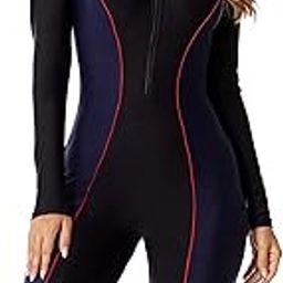 Long Sleeve Rashguard Swimsuit with Zipper One Piece Athletic Bathing Suit for Surf Swimming Diving-image-40