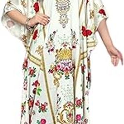Design Studio White Satin Printed Casual Wear Kaftan Kurti & Hidden Adjustable Belt Free Size [M-5XL]-4