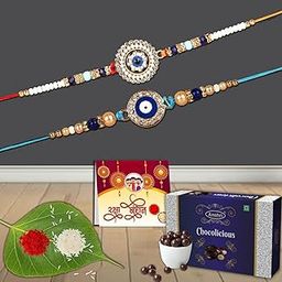 Anshri (77-72 B)Set Of 2 | Rakhi WIth Chocolate | Rakhi for Brother | Rakhi & Chocolate Gift | 1 Rakhi With Chocolate | Bhaiya haiBrother Rakhi & Chocolate Hamper Gift | Rakshabandhan GreetingCard 1250-image-28