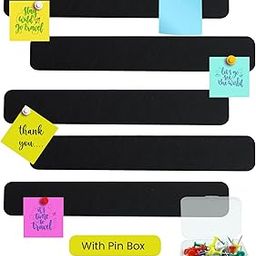 RANUR Self Adhesive Felt Bulletin Bar Strip, Reminder Board with 35pcs Drawing Pins, Lightweight to Do List Board for Wall Soft Board for Study Room, Photos, Schedules, Size 33 X 5 X 1.3 cms (Black)-22