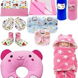 First Kick New Born Baby Gift Set Combo Pack,Pink for Baby Boys and Baby Girls Pack of 11-image-51