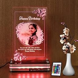Gifteee Personalized Photo Printed Plaque with Light & Remote | Customized Gifts with Photo, Title & Message | Size 5X8 Inch | Acrylic (Tabletop)-24