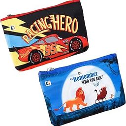 Pack of 2 Pencil Pouch | Square Stationary Pouch | Pen-Pencil Box for Kids | School Geometry Pouch | Pencil Utility Bag | Disney Pencil Organizer | Red & Blue-image-97