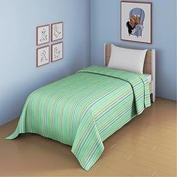 Smartsters 100% Bamboo Cotton Single Size Bedsheet | Coverlet | Anti Odour | True Grip | Home Décor | Cursive Lines | Sea Green | 60 X 88 inches-image-6