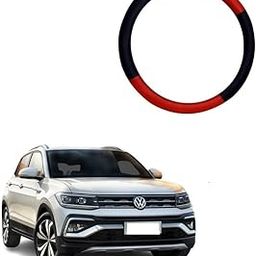 Car Steering Wheel Cover Red/Black Colour Suitable for V W Taigun-image-62