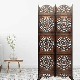 REGAL ARTWARES Carved 2 Panels Room Divider Folding Privacy Screen for Home and Office-image-75