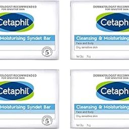 Cetaphil Cleansing and Moisturising Syndet Bar, Shea Butter, 300 g, Pack of 4-38