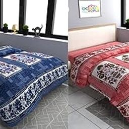 MORADO Single Bed Woolen Fabric Floral Quilt Cover/Duvet Cover/Rajai Cover/Blanket Cover for Winters (60x90 Inches, Grey and Peach, Combo of 2)-image-29