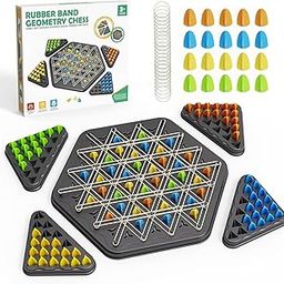 HJA Chain Triangle Chess Game – Triggle Rubber Band Game for Kids & Adults, Fun Family Board Game, Brain Teaser Puzzle, Interactive Chess Set for 2-4 Players-picture-31