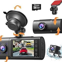 Gloryes Dash Cam, Dash Camera for Cars, 3 Channel Dash Cam Front and Rear Inside 1080P with Night Vision, G-Sensor, Parking Monitor 1S Recording, Loop Recording Car Camera with 32G SD Card-image-56