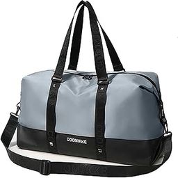 Nylon 56 cms Travel Duffle Bag, Sports Shoulder Bag for Women with Wet Pocket Weekender Overnight Luggage Bag - (Blue/Black, 56 x 18 x 30 Cm)-53