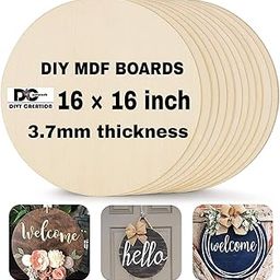 Devashri creation MDF Board Cutouts - 16 Inch 4mm Thick Circle Boards Set Of 3 +3 HOOK | MDF Board for Lippan Art, Resin, Mandala, Painting & Art and Craft | Premium Round Pine Wood Slices for Artists and Students (16 inch)-2