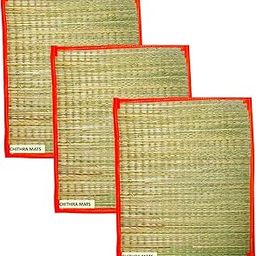 Chithra korai Grass mat, Multipurpose,Yoga/Sitting/Baby Sleeping mats for Home mats- chatai mats for Home for Living Room (3 ft x 2ft) -Single Color Design Pack of 3-image-40