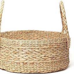Habere India-All the Cultures Fabricating India Wicker Round Basket|Cane Or Bamboo Basket|Tray Online|Cane Gift Hamper Basket,Wardrobe Basket|Bathroom Organizer Basket (Large,30.5 X 12.7 Cm),Beige-31