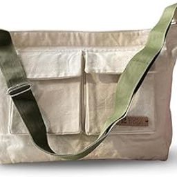 PERKYY Canvas Duffel Bag Small Messenger Bags for Men Women | Multiple Front Pockets, Sling Bag for Men Crossbody Adjustable Shoulder Strap-image-84