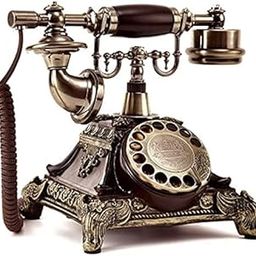 Resin Imitation Copper Vintage Style Rotating Retro Old-Fashioned Rotary dial Home and Office Telephone Telephone Home Living Room Decor-15
