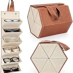 WeProve Portable Multiple Sunglasses Organizer Box With 6 Slots Pu Leather Hanging Foldable Eyeglasses Case Storage Bag For Men Women Travel Use (Multi Colour)-image-26