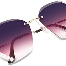 UV400 Protective Sunglasses for Women Stylish with Storage Box Glasses Cloth, Rimless Diamond Cutting Lens with Stone Pink Sunglasses for Driving Shades for Women Premium Gift Item-image-38