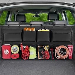 TASMAX Car interior accessories Car Back Seat storage Trunk organiser with Adjustable Straps With 8 Large Storage Pockets Nylon Backseat Trunk Organizer Bag For SUV & Car Hanging (PACK OF 1) Black-13