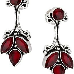 925 Silver Plated Vintage Stones Stud Earrings for Women & Girls-image-89