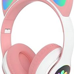 WQEX GWENITH 𝐒𝐩𝐞𝐜𝐢𝐚𝐥 2 𝐘𝐞𝐚𝐫𝐬 𝐖𝐚𝐫𝐫𝐚𝐧𝐭𝐲 Cat Ear Bluetooth Headphones with LED Lights – Wireless & Wired Modes, Foldable Over-Ear Headset with Mic for Kids & Adults-picture-27