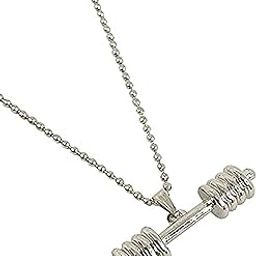 Stainless Steel Weightlifting Fitness Body Building Sports dumbbell (barbell) Locket With Chain Neck Pendant Necklace Chain For Men Boys-image-34