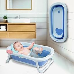 INFANTSO Baby Bath Tub for 0 to 5 Years with Cushioned Bath Net for Support | Premium Foldable Bathtub for Baby, Newborn Folding BathTub, Kids Bathing Tub with Drain Plug, Portable Bathtub for Boy & Girl-29