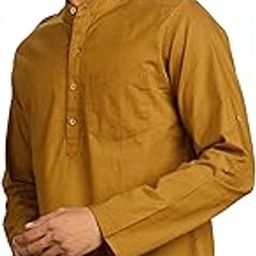 Men's 100% Cotton Solid Short Length Casual Kurta - Regular Fit (Available in Plus Sizes)-image-58