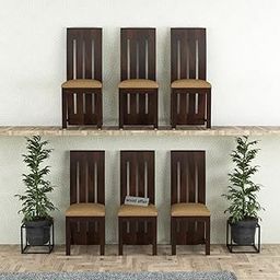 VINAYAK ART PLACE Solid Sheesham Wood Dining Chairs Only | Wooden Set of 6 Dinning Chair for Kitchen & Dining Room | Chairs with Beach Cushion | Rosewood, Walnut Finish-image-35