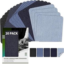 Ahoma 20-Pack Denim Iron On Patches for Clothes Repair - 5 Color Cloth Stickers Patch Set (5x7.5cm) | Fabric Stickers for Torn Jeans, Jackets & Bags-image-43