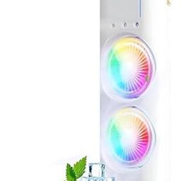 PYXBE USB Portable Cooling Fan with Remote Control,Rotatable with water Tank Mini Air Cooler,280ml 7Colors Light Rechargeable Mist Cooling Fan,Bedroom,Foldable Kick Scooter,Old Boy Girl (Y-White)-image-63