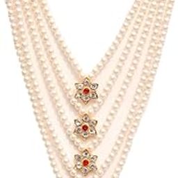 Handmade Pearl Stone & Studded AD (American Diamond) Necklace Jewellery For Men/Groom For Wedding(Dhula Mala/Kantha Haar) Or Special Occasions. (7831)-image-93