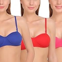 Women's Cotton Padded Non-Wired T-Shirt Bra (Pack of 3)(Multicolor)-image-50
