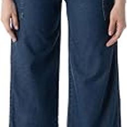 Women's Wide Leg Jeans - High-Rise | 100% Cotton| Enzyme Wash | Elasticated Waistband | Jeans for Women-image-49