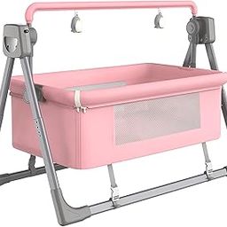 Baby Corp GentleNest Bassinet | Auto Swing with Timer & Remote | Soothing Music & Memory Foam | Mosquito Net | Easy Fold for Travel | Safe & Gentle Sleep for 0–30 Months | Pastel Pink-image-55