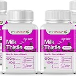 Milk Thistle 650mg Ayurvedic Liver Detox Supplement for Liver Care, Potent Herbs, Cell Regeneration | 30 liver detox capsules (Pack of 4)-6