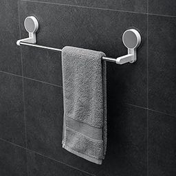 KINJORU Towel Holder & Pot Cover Rack with Suction Cups - White Storage Shelf for Bathroom & Kitchen, Easy Install Suction Cup Towel Rack (Pack of 1)-image-84