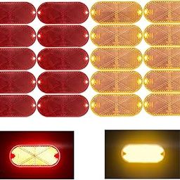 MGMSINYO 20 x Red Yellow Oval Reflector Self Adhesive Reflector 114x50mm Safety Waterproof Stick On Driveway Mailbox Trees-12