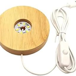 UJEAVETTE 5xWooden Round LED Light Base Display Stand Lamp for Crystals Ball Warm Light-image-27