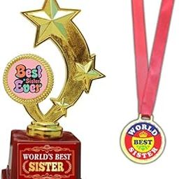 World's Best Sister Trophy Award with Medal Gifts Siblings Sisters Rakhi Gifts Sister Gifts-picture-16
