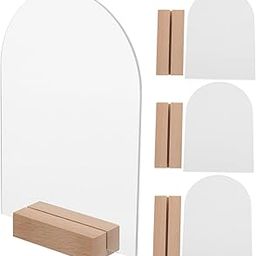 MAGICLULU 4pcs Clear Hexagon Acrylic Sign Blank Table Sign with Wood Stand for Weddings Parties Events Elegant Display for Table Numbers Decor-image-17