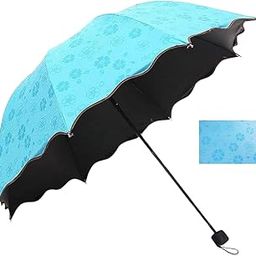 Magic Umbrella with Flower Design Rainproof Colour Changing Lightweight Compact 3 Fold Men/Women UV Protection Monsoon/Rainy & Sun Umbrella (Multicolour)-image-2