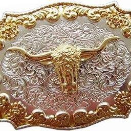 Acan Western Cowboygold Bull Head Metal Belt Buckle Motorcycle Men Belt Accessory-image-29