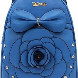 Rose PU Leather Backpack Purse Shoulder Bag, Handbag for Women Girls Ladies Blue…-image-42